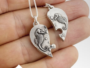 Seahorse Puzzle Heart Necklace