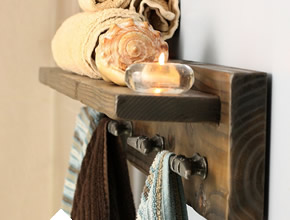 Bath Shelf With Boat Cleat Towel Hooks